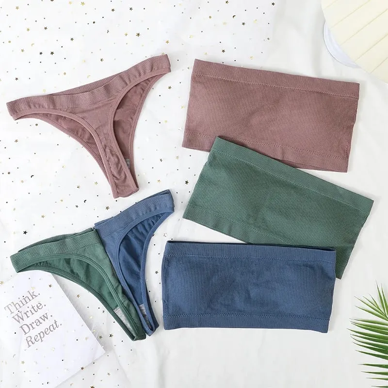 Ensemble soutien-gorge et culotte sans bretelles pour femmes, soutien-gorge Bandeau, taille haute, string, sous-vêtements sans couture, soutien-gorge Tube Sexy, ensemble de Lingerie Sexy, M-XL