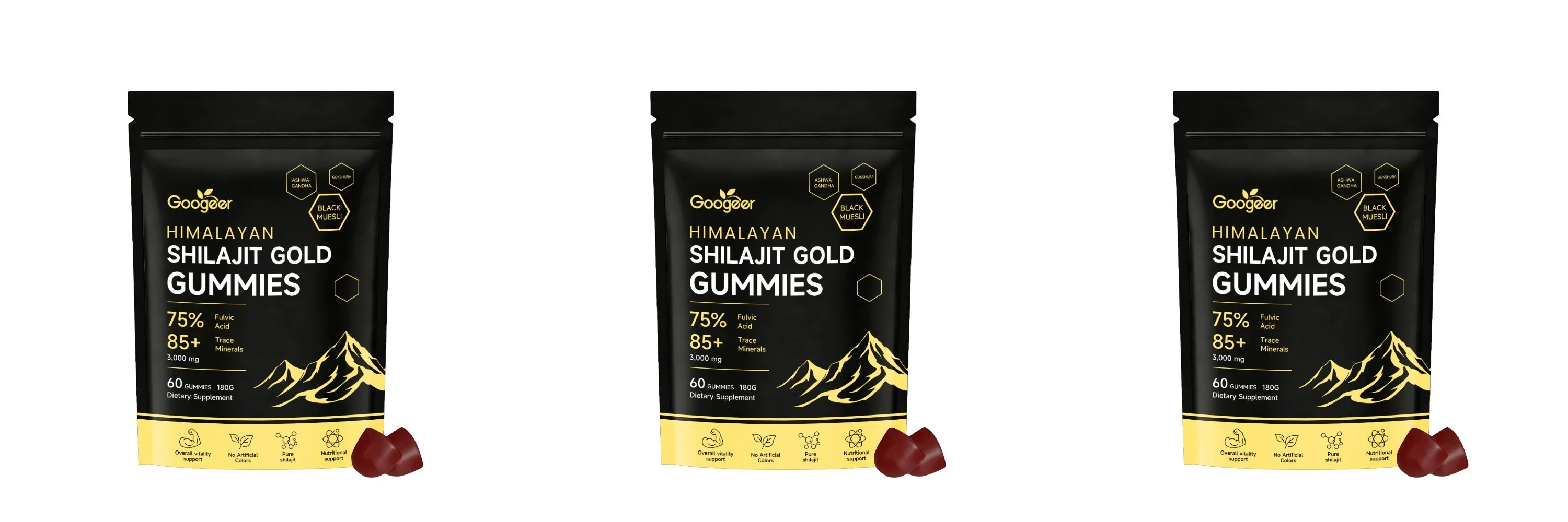 A Himalayan Shilajit Gold 60 gumicukor ásványi anyag formula támogatja az energianövelést és a test vitalitását, természetes étrend-kiegészítő