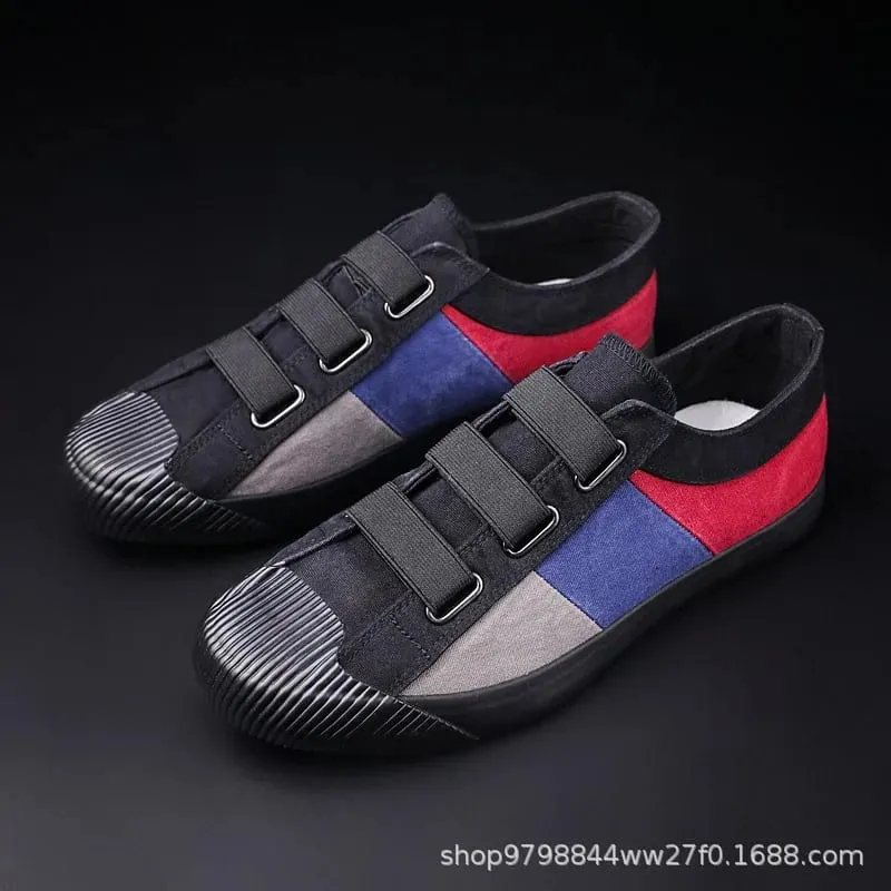 New Fashion Men's Canvas Sneakers Casual Shoes Breathable Flat Buckle Loafers Shoes Summer Autumn Mens Designer Men Board Shoes