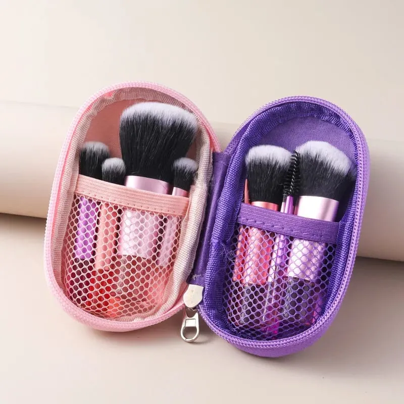 10pcs Makeup Brush Sets Plastic Mini with Bag Multifunctional Makeup Brush Travel Portable Makeup Tool