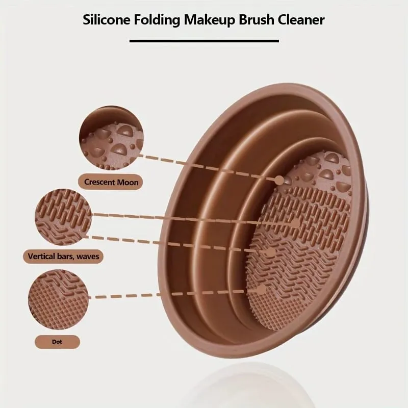 1 piece of foldable silicone makeup brush cleaner; Reusable; Portable cleaning tool suitable for makeup brushes and powder puffs