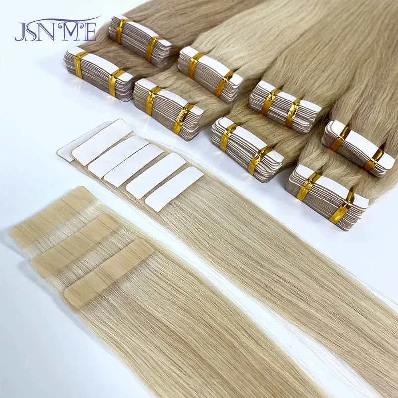 Tape In Human Hair Extensions 100% Really Hair Tape In Hair Natural Straight Black Brown Blonde 613 For SalonFor Women