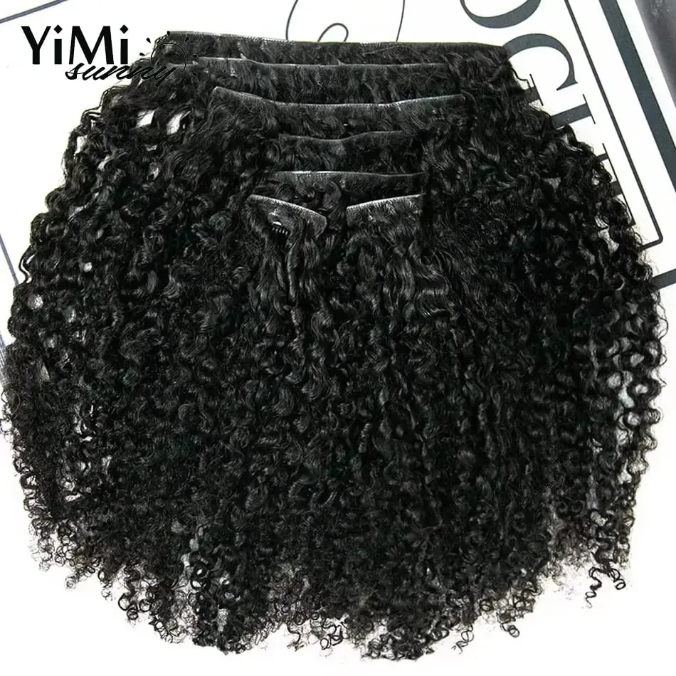 Extensiones de cabello humano con Clip de borde invisible para mujer, 120 g/set, sin costuras, rizado, inyectado, cinta de PU, Clip de trama, cabello humano