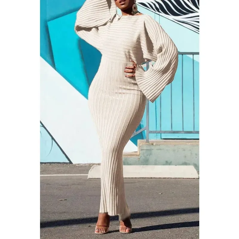 Black Knitted Dress Women Fashion O Neck Long Sleeve Bodycon Midi Dresses Female Elegant High Strecth Light Loose Dresses Thin