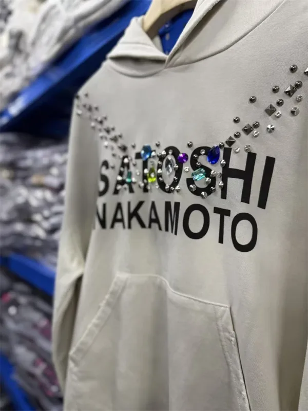 Autumn/Winter SN Necklace Letter Print Washed Vintage Hoodie High Street Casual Cotton Loose Sports Versatile Trendy Tops Men