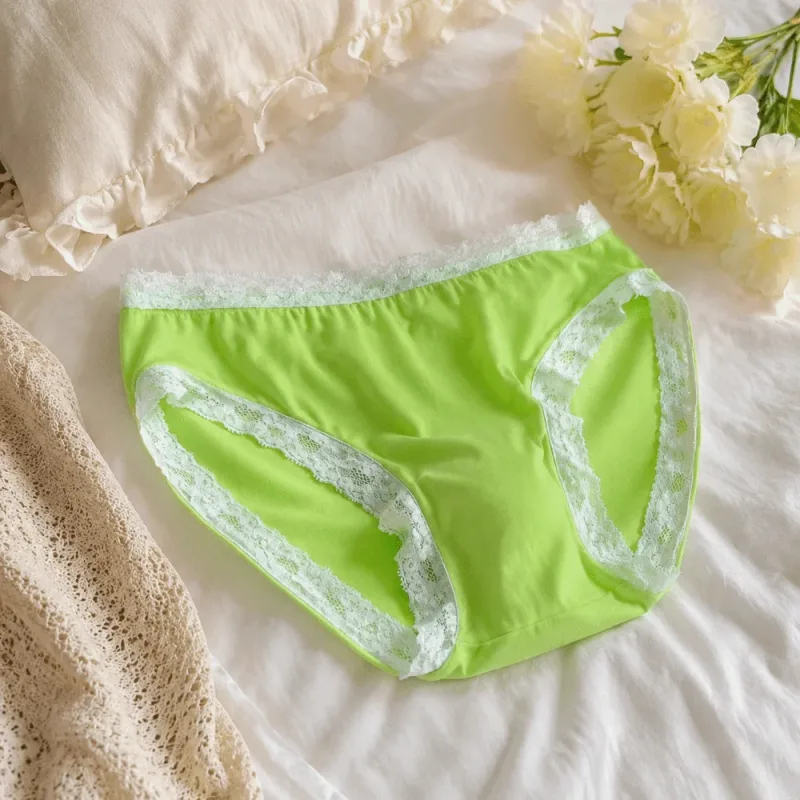 Breathable Ice Silk Men's Underwear Lingerie Low Waist Men's Lace Trim Briefs Panties U-Convex Pouch Brief Youth