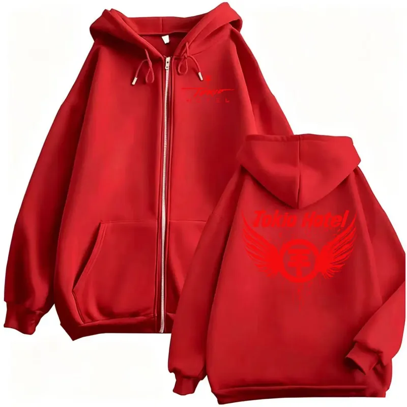 Tokio Hotel Band Music Arena Tour Zipper Hoodies Men's Hip Hop High Street Sweatshirts Jacket Coats Fashion Casual Zip Up Hoodie