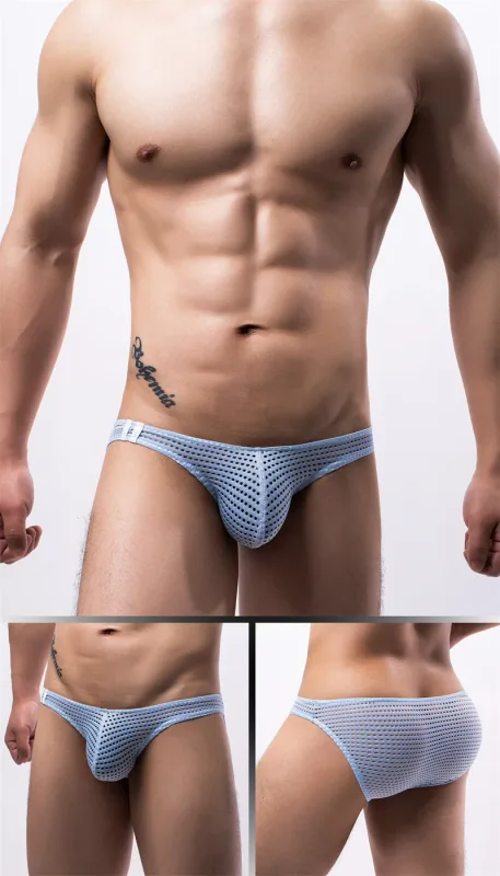 Men Briefs Summer Breathable Holes Underwear U Convex Thin Low Waist Men's Underwear Briefs Slip Underpants Calzoncillos — image 37