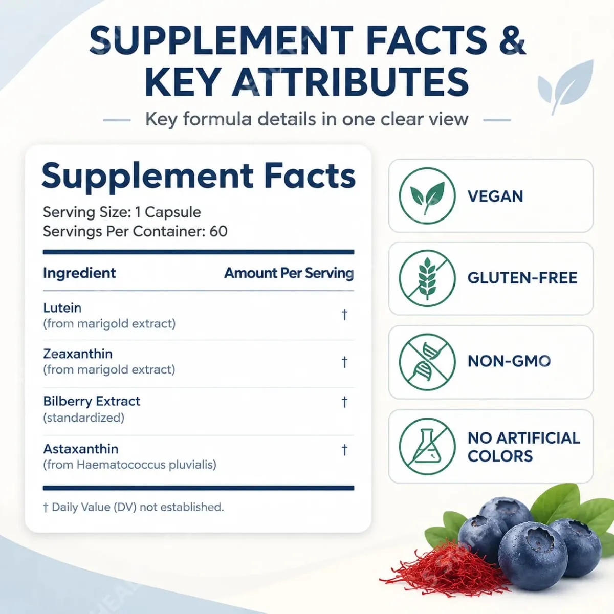 Advanced Eye Nutrition Capsules Lutein Zeaxanthin Astaxanthin Relieves Eye Dryness & Fatigue Antioxidant Eye Support 60 Count