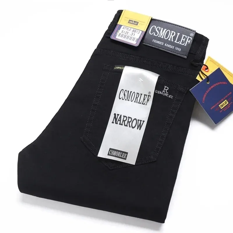 Cotton Stretch Jeans Business Casual Men's Thin Denim Jeans Grey Spring Summer Brand New Fit Straight Lightweight