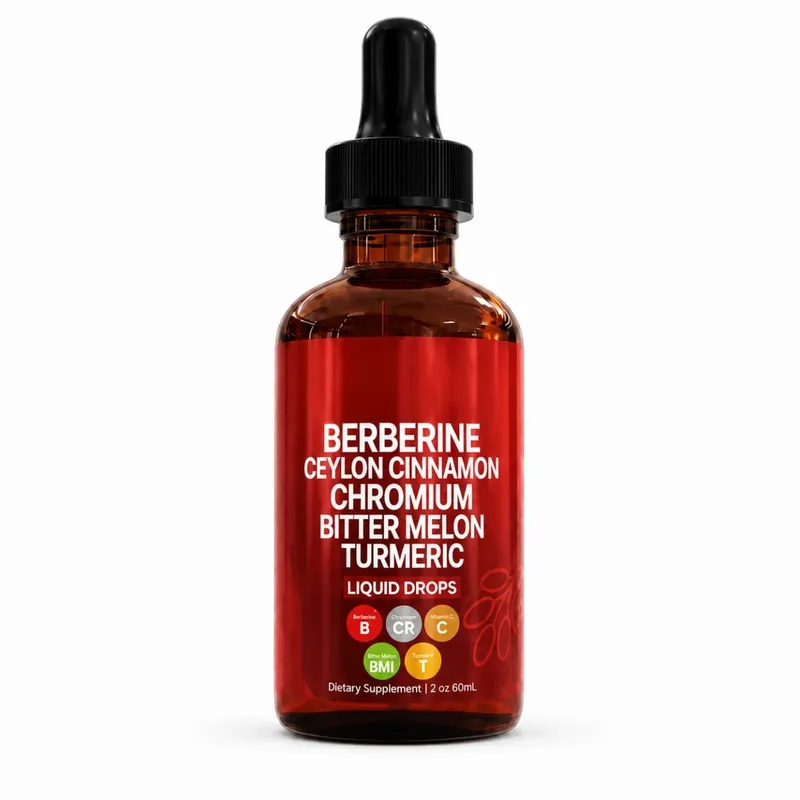 Berberine HCl & Ceylon Cinnamon Liquid Drops with Chromium and Turmeric for Energy Vitality & Metabolism Support 60 mL