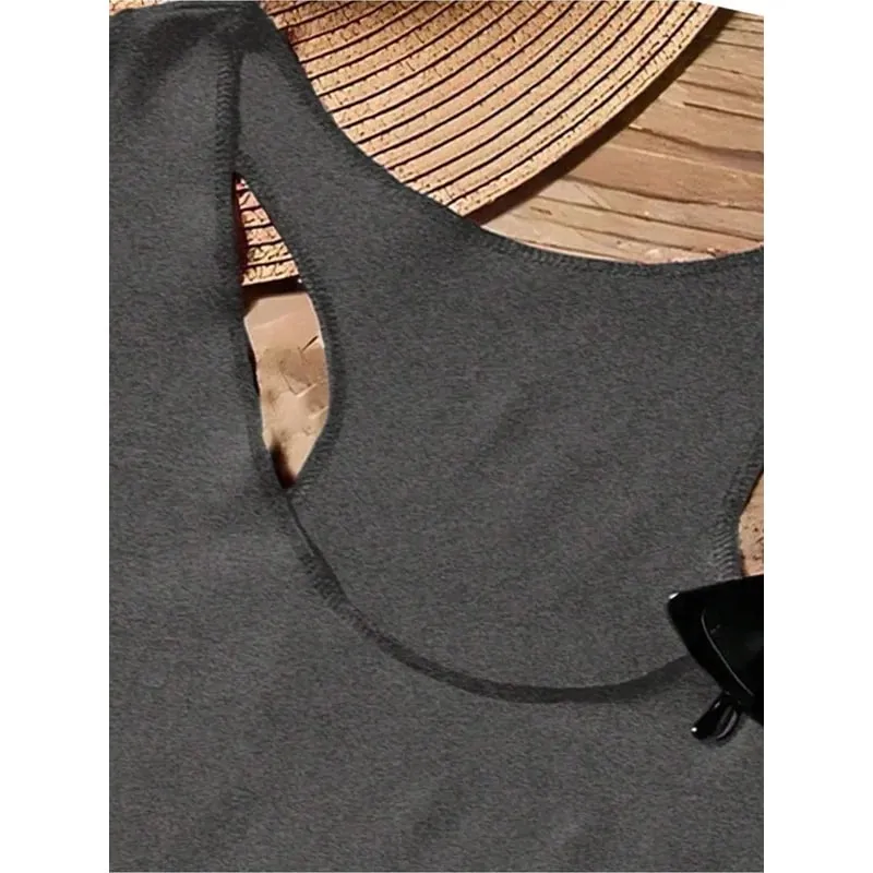 Ladies' Vintage Rock Style Sleeveless Top Lip Microphone Print I-Back Vest Summer Casual Fashion for Women