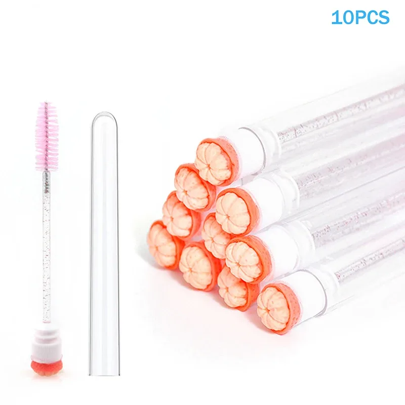 10PCS/Set Fruit Collection Mascara Brush Reusable Lash Brush Tube Spoolies Lash Extension Brushes Applicators Makeup Tools