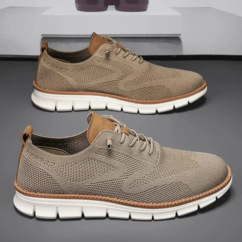 Male Breathable Woven Mesh Casual Shoes Light Flat Sneakers Non‑Slip Rubber Sole Men Daily Walking Outdoor Footwear Plus Size