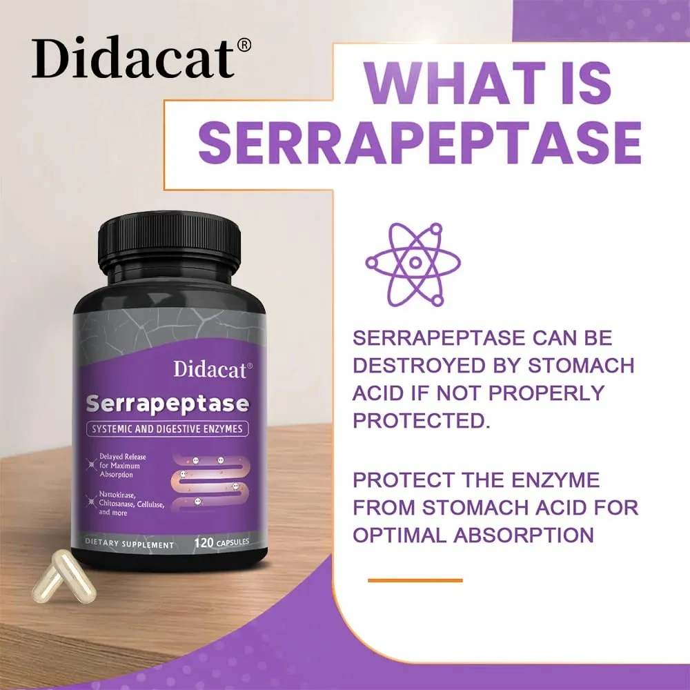 Serrapeptase 45 000 SPU Supports Sinus Health Joint Health Support Gut Health Non-GMO Gluten Free 120 Vegan Capsules