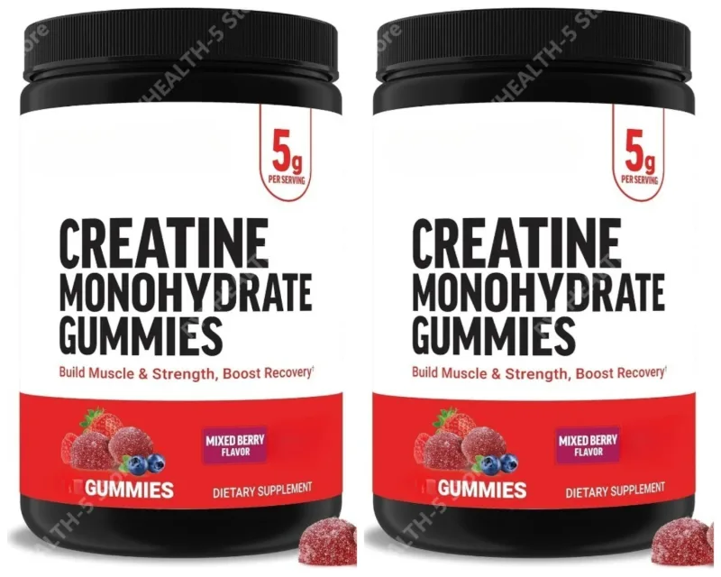 Creatine Monohydrate Gummies Mixed Berry Chewable Daily Fitness Support for Men Women No Gelatin 60 Gummies