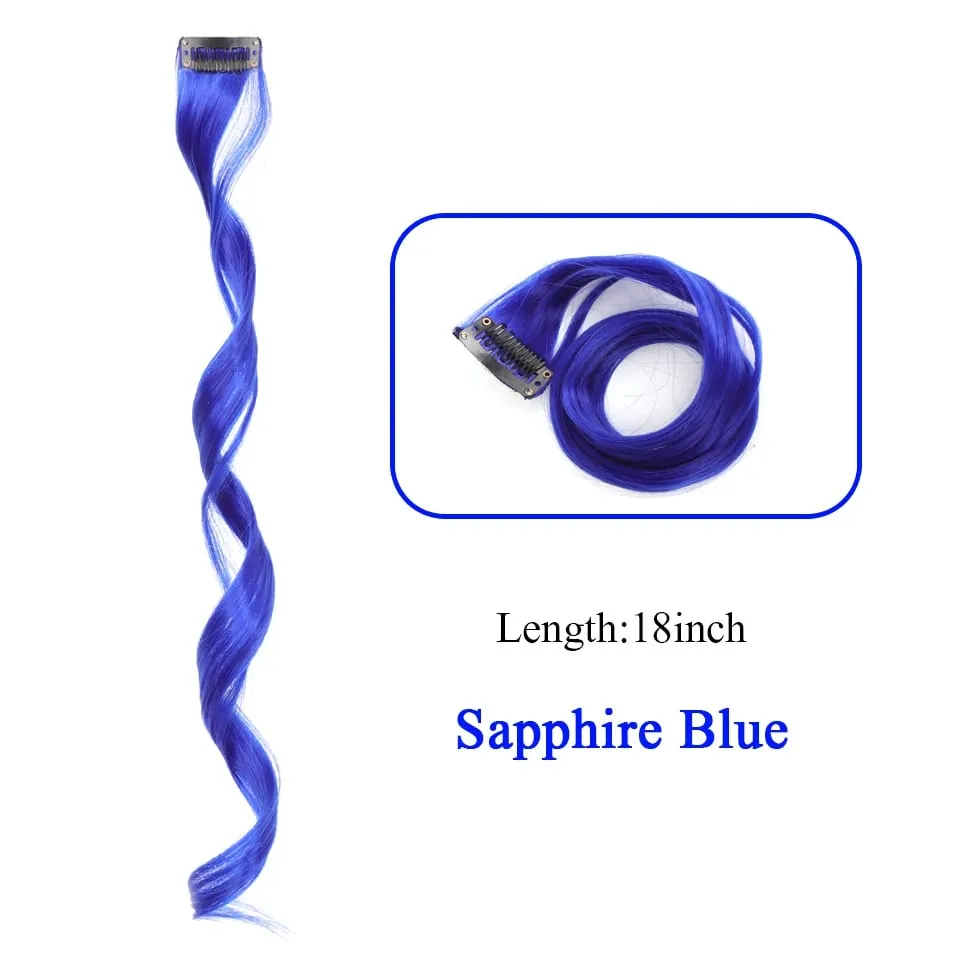 Tổng Hợp Kẹp Trong Một Miếng Nhiều Màu Sắc Làm Tóc Xoăn Tóc Tổng Hợp Miếng 18 "Dài Ombre Tóc Hồng Tím Đỏ xanh Dương