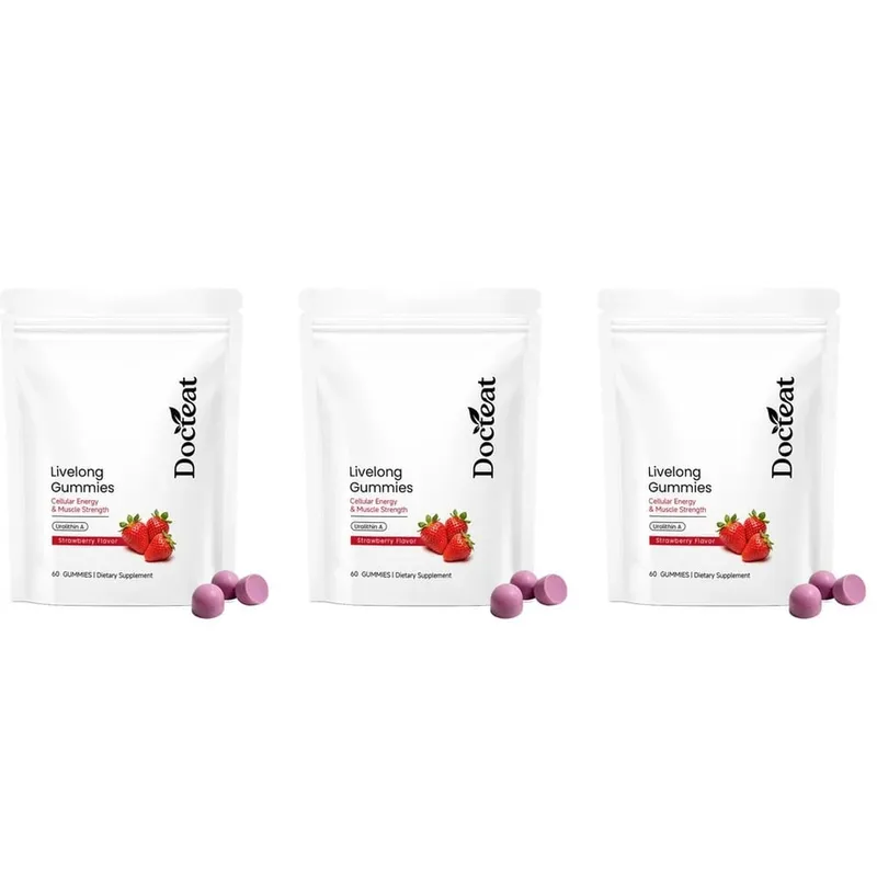 Docteat Urolitin A Gummies 500 mg na porci Jahodová příchuť Denní podpora buněčného wellness 60 Gummies pro muže, ženy