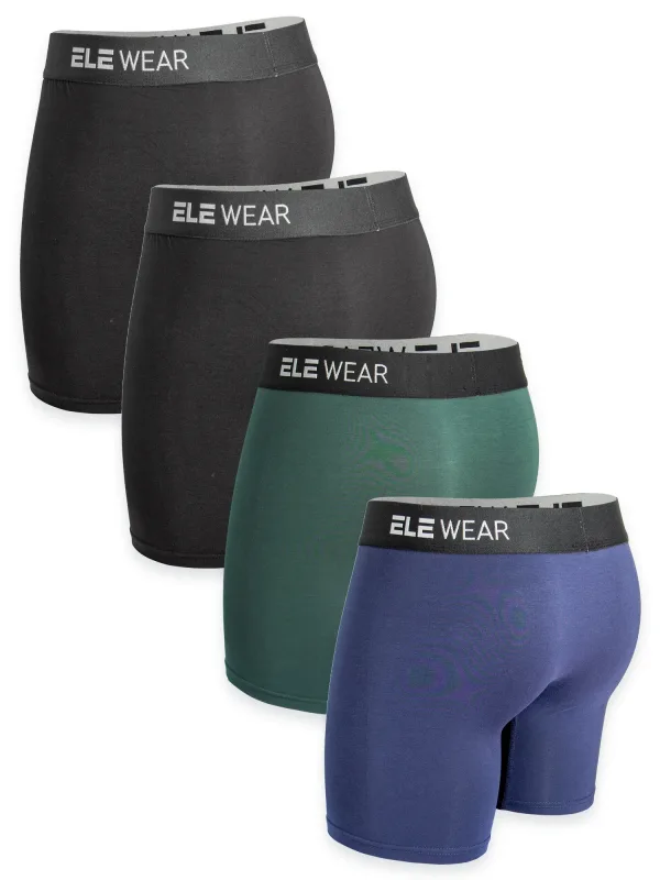 4pcs Bamboo Men's Underwear Long Sports Underwear, Moisture-Wicking, Boxer Briefs For Men