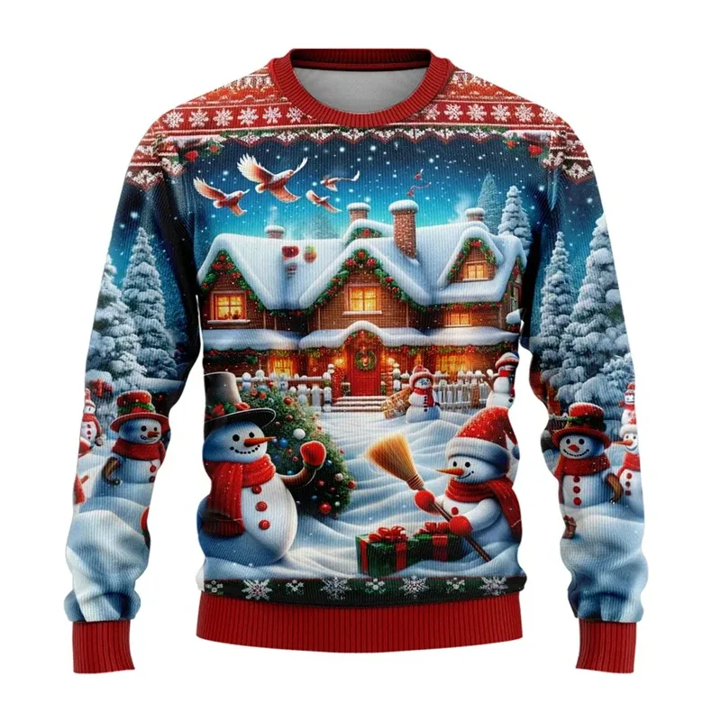 Nam Nữ Xmas Áo 3D Giáng Sinh Người Tuyết Santa In Hình Giáng Sinh Xấu Xí Áo Len Unisex Chui Đầu Ngày Lễ Đảng Dây Nhảy Cao Cấp