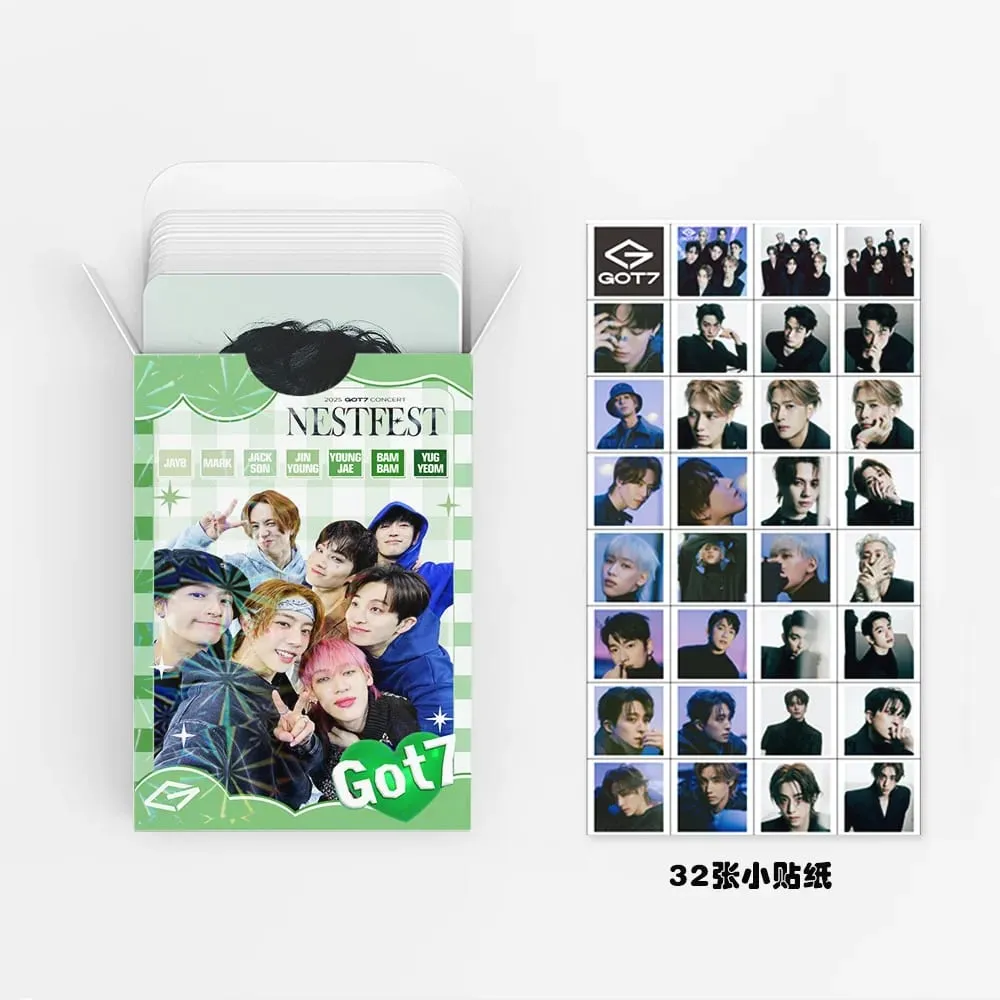 92pcs/set GOT7 NESTFEST Holographic lomo Cards Stickers Star Photocards Photo Lomo Cards Fans Collection Printed Cards