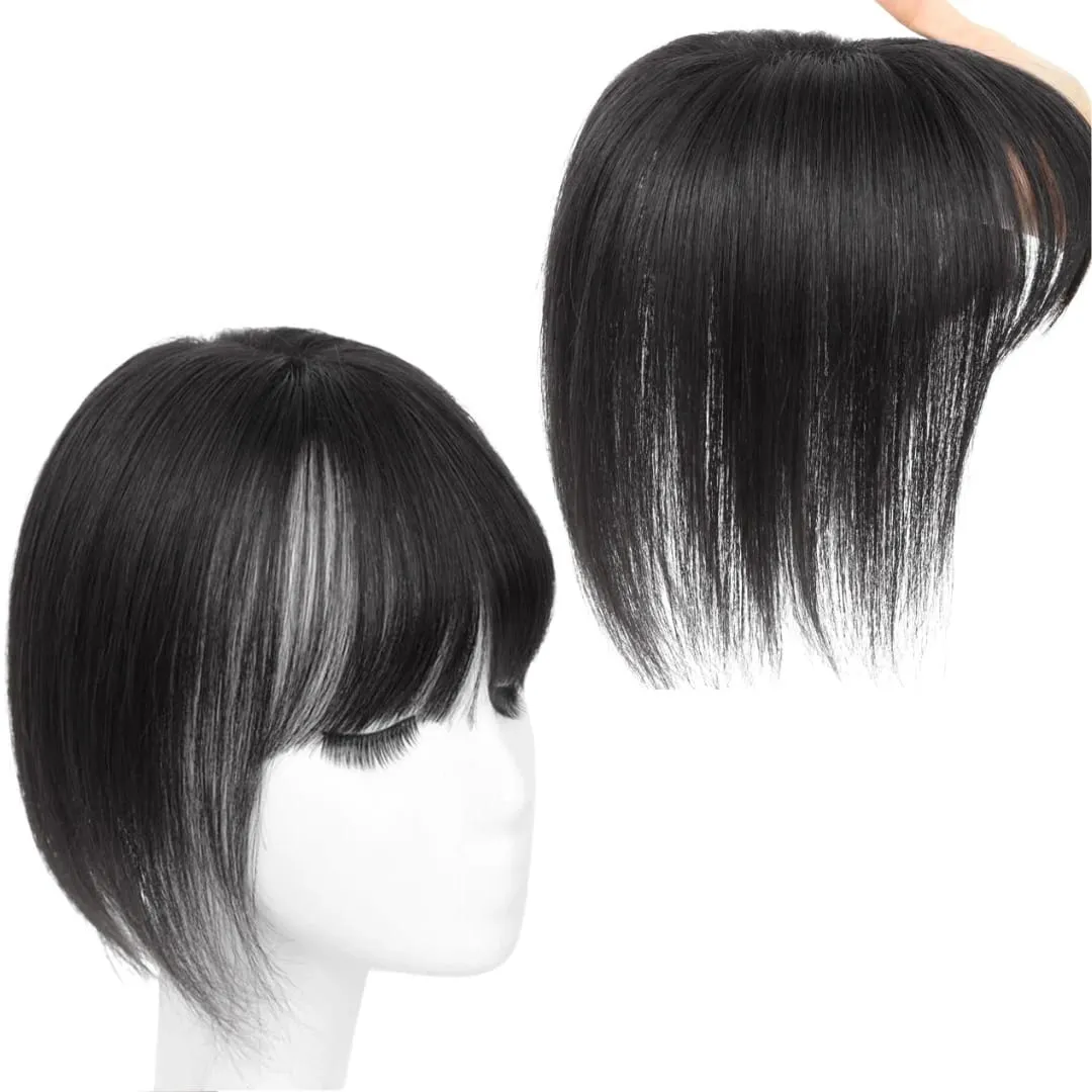 Synthetic Striaght Hair Toppers with Bangs for Women Natural Hairpieces Adding Hair Volume Topper Hair Extensions 18''/10''