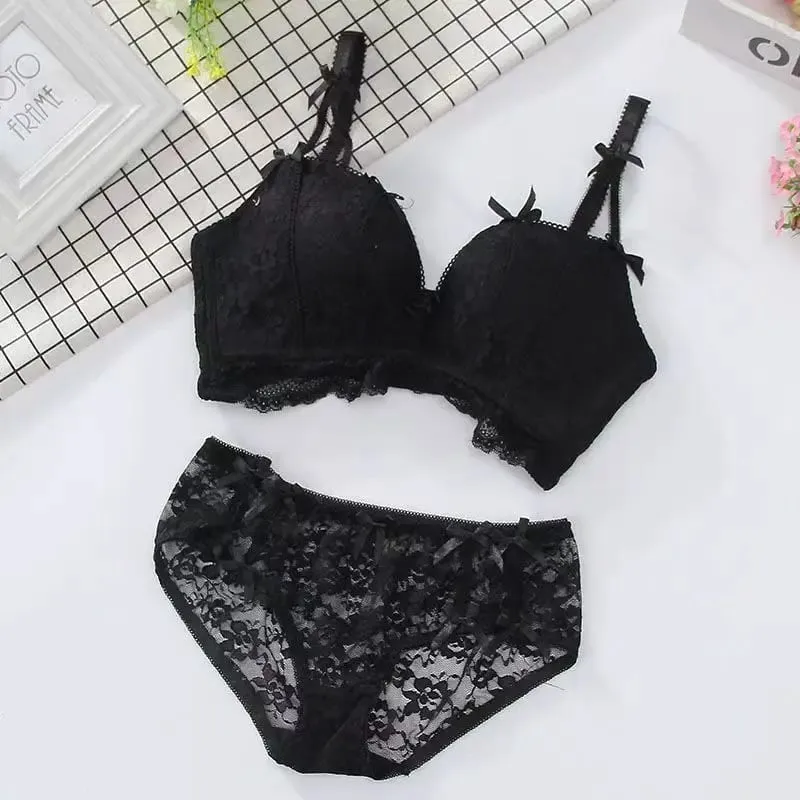 Mới Ngọt Ngào Liền Mạch Ren Push Up Quần Lót Nữ Nhỏ Ngực Tập Hợp Không Vòng Thép Có Thể Điều Chỉnh Bộ Áo Ngực
