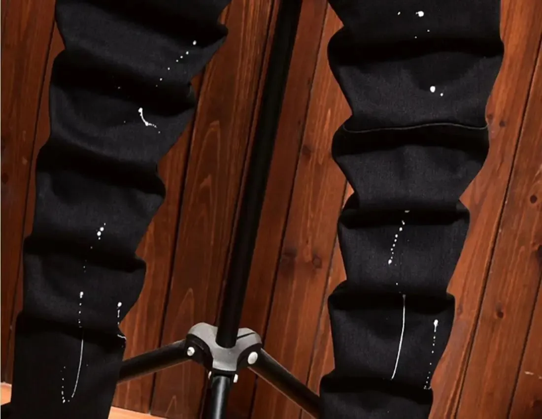 Pantalones vaqueros ajustados a la moda para hombre, parches con agujeros rasgados desgastados, diseño informal de primavera y otoño, pantalones coreanos de ropa de lujo