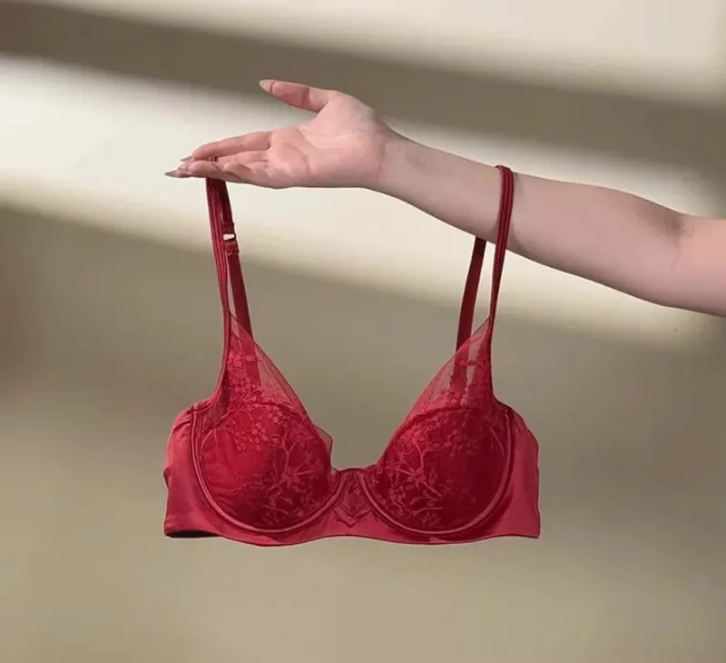 New Summer Lace T-Shirt Bra Set Ladies Wirefree Support Lift Anti-Sagging Gathering Large Cup Elegant Slim Daily Intimates32-38