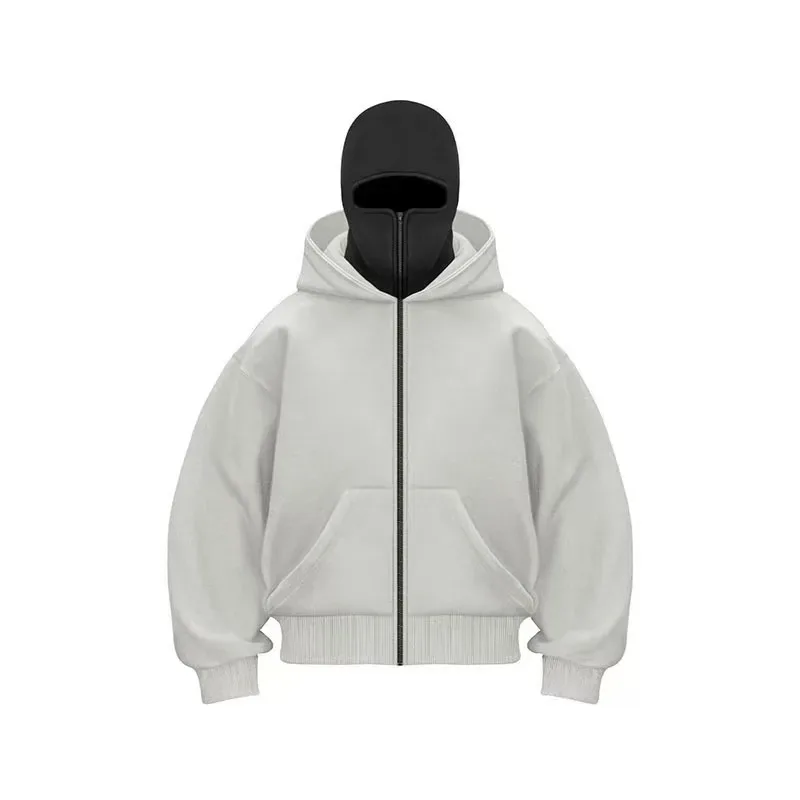 2025 Herfst Mannen Bivakmuts Y2K Gothic Harajuku Winter Nieuw Item Dubbele Capuchon Mannen Capuchon Masker Rits Sportkleding Vrouwen