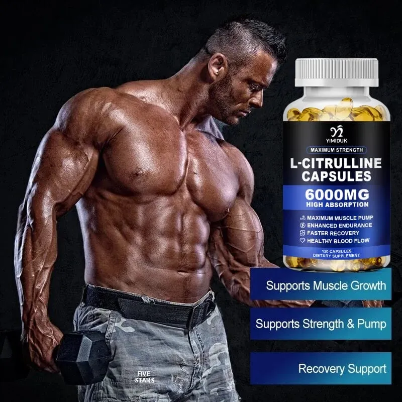 Maximum Strength L-Citrulline Capsules Support Blood Vessels Stamina Muscle Soreness for Bodybuilding & Strength Training