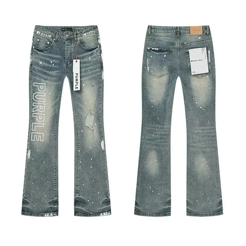 2026 RTA Men's Slim Fit Jeans Collection Distressed Ripped Paint Splatter Studded Patch Vintage Washed Streetwear Fashion Pants