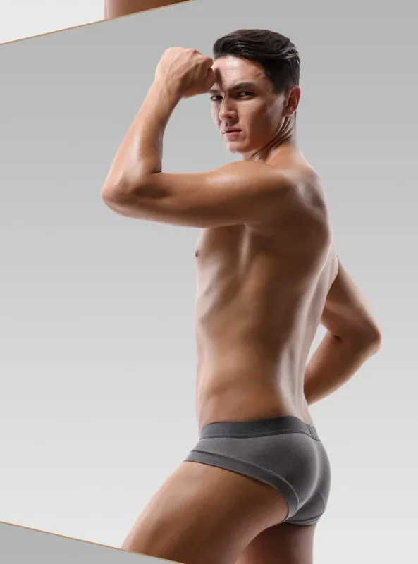 Men's Underwear, Men's Briefs, U-Shaped Pouch, Modal Breathable Summer Youth White Low-Waist Briefs