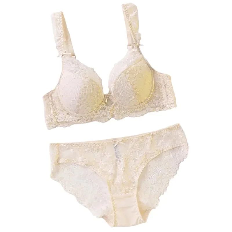 Ladies Soft Underwire Lace Push Up Bra Set Solid Floral Design Bralette Comfort Female Lingerie Set Suitable For A/B/C Cup — image 4
