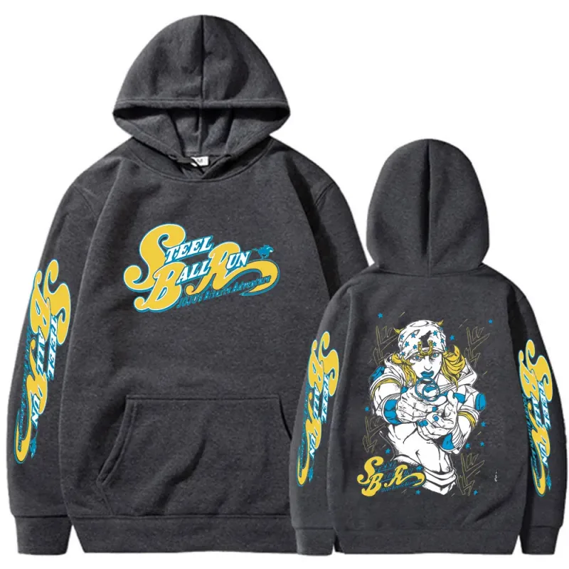Anime Jojo Bizarre Adventure STEEL BALL RUN Jonathan Joestar Hoodies Men Women Clothing Hip Hop Oversized Hooded Sweatshirts