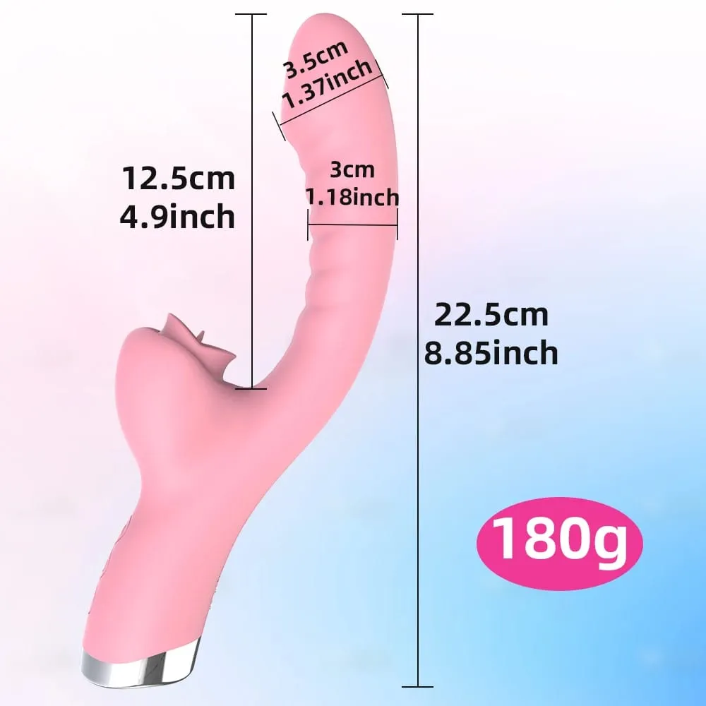 FairyKiss Dildo Vibrator för kvinnor 2-i-1 tungan slickar klitoris G-Spot Stimulator Vagina Massager Kvinnlig Sucker Vuxen Sexleksak