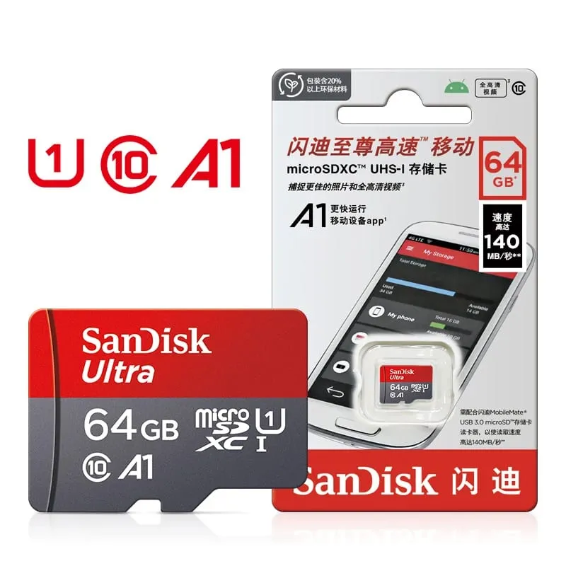 オリジナルサンディスクメモリカード 128 ギガバイト 64 ギガバイト 32 ギガバイト TF マイクロ SD カードクラス 10 UHS-I フラッシュカードメモリスマートフォン PC 用