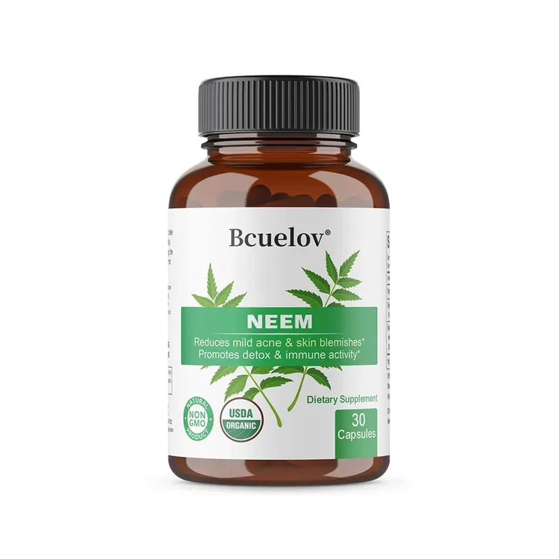 Organic Neem Capsules - Herbal Acne Supplements Supporting Clear Skin and Detox - Vegan Non-GMO Gluten Free