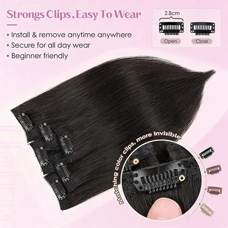 6Pcs 1 Clip Straight Short Synthetic Fiber Hair Extensions Clip In for Daily Makeup Party Cosplay Natural Looking Easy To Attach
