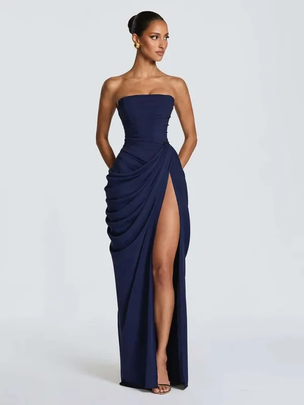 Women Green Ruched Elegant Satin Maxi Dress Mermaid One-shoulder Cutout Slim Fit Flowy Vestido 2026 Lady Summer Evening Vestidos