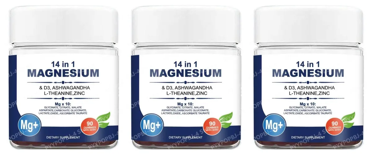 Magnesium Complex 14 in 1 Gummies with Ashwagandha L Theanine D3 Zinc Daily Nutrition Supplement Sleep Calm Support
