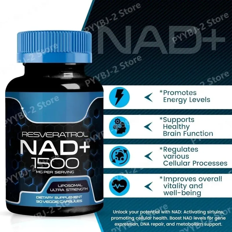 NAD+ Capsules na may Resveratrol Herbal Antioxidant Supplement Suporta sa Cellular Health Energy at Anti Aging para sa mga Babaeng Lalaki 90 piraso