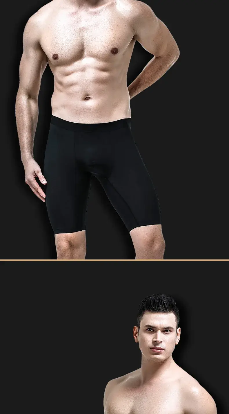 ชุดชั้นในบุรุษนักมวยกางเกงขาสั้น Homme Slim บางผ้าไหมน้ำแข็งกางเกง Man Breathable กระเป๋ากลางขายาวกางเกง Cueca Calzoncillos — image 2