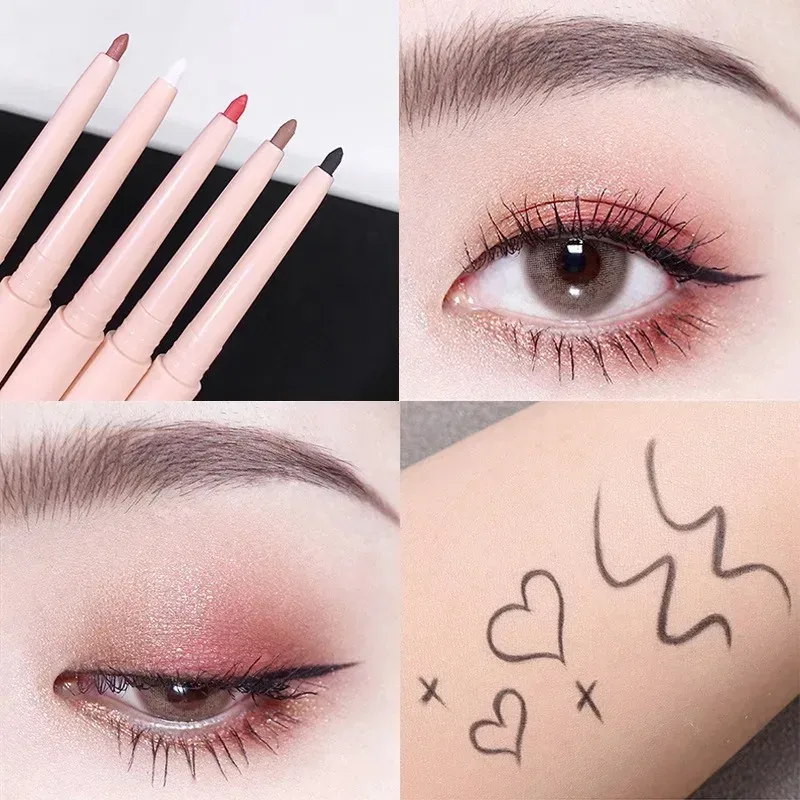 Matte Red Brown Eyeliner Gel Pen Ultra-thin Long Lasting Quick Dry Smooth Colorful Eye Shadow Lying Silkworm Pen Makeup Cosmetic