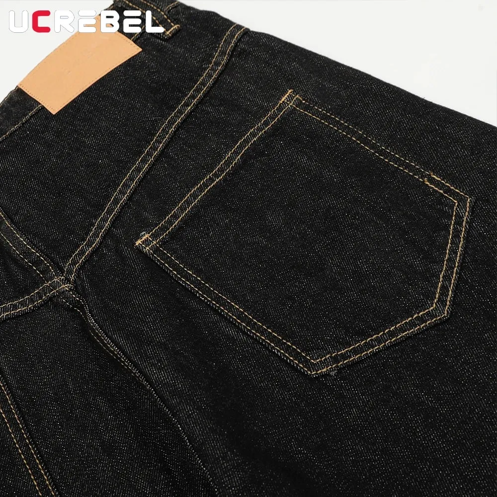 Airplane Buckle Jeans Mens High Street Wide Leg Baggy Denim Pants Man