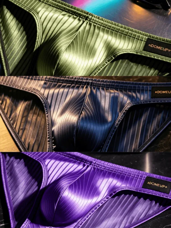 3PCS Men's Briefs Vertical Stripe Fabric Pouch Slim Fit Light Breathable Daily Casual Underwear Daily Casual Underwear for Men