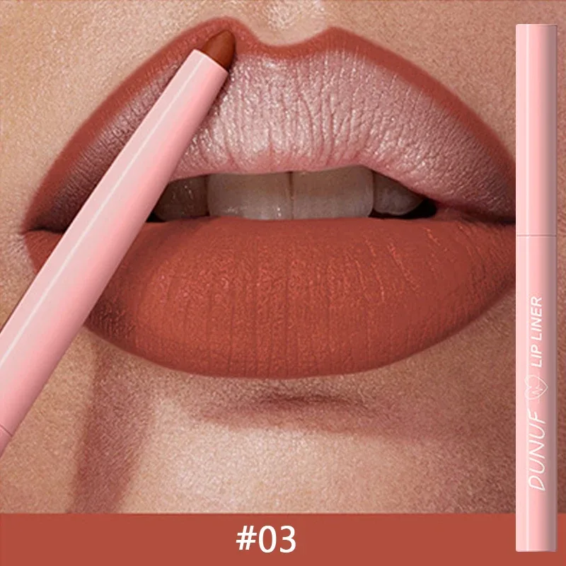 Lápiz Delineador de labios rojo mate, 12 colores, resistente al agua, antiadherente, lápiz labial delgado, maquillaje, delineador de labios rosa desnudo, contorno de labios