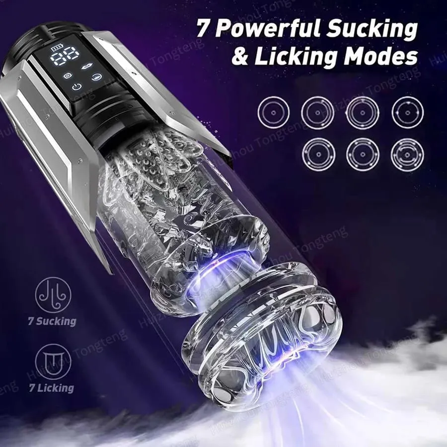 Automatic Blowjob Machine Hands Free Stroker Strap On Harnes Sex Toy with 7 Thrust & Rotate &Sucking& Vibrating Modes Adult Toys