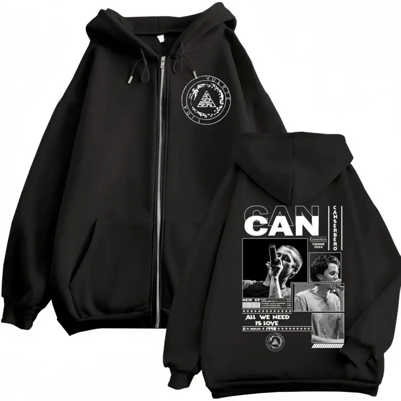 Canserbero Alles wat we nodig hebben is liefde Muerte Vida Merch Rits Hoodie Herenmode Hip Hop Zip Up Sweatshirts Casual Fleece Truien