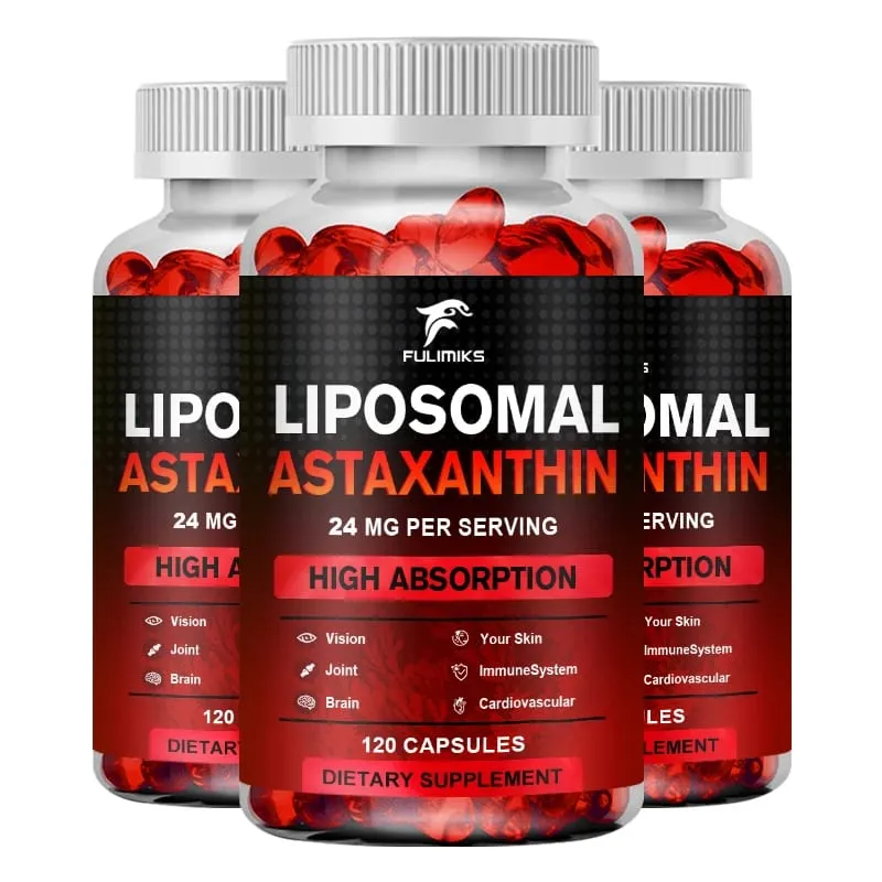 Liposomal Astaxanthin Capsules with Phosphatidylcholine Support Antioxidant Brain Eye Cardiovascular Joint & Skin Health
